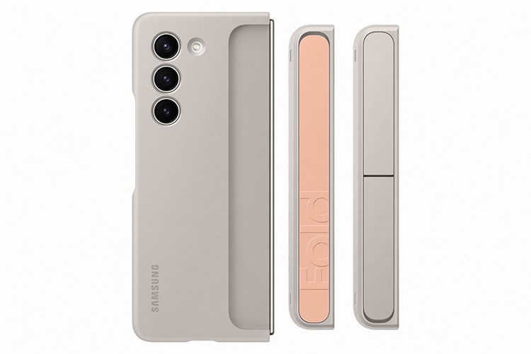 Ốp lưng Galaxy Z Fold5 Nhựa cứng viền dẻo Samsung Đứng kèm dây đeo Chính hãng Màu Kem