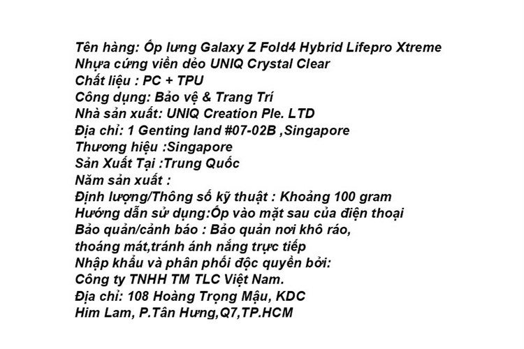 Ốp lưng Galaxy Z Fold4 Nhựa cứng viền dẻo UNIQ Hybrid Lifepro Xtreme Chính hãng Màu Trắng