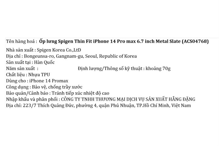 Ốp lưng iPhone 14 Pro Max Nhựa dẻo TPU Spigen Thin Fit Chính hãng Màu Xám xanh