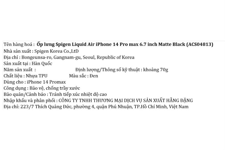 Ốp lưng iPhone 14 Pro Max Nhựa dẻo TPU Spigen Liquid Air Chính hãng Màu Đen