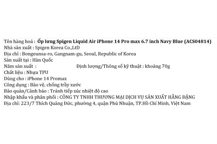 Ốp lưng iPhone 14 Pro Max Nhựa dẻo TPU Spigen Liquid Air Chính hãng Màu Xanh Navy