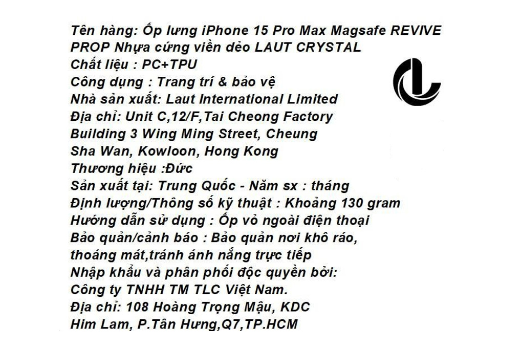 Ốp lưng Magsafe iPhone 15 Pro Max Nhựa cứng viền dẻo LAUT REVIVE PROP - 8