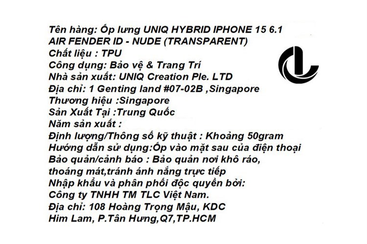 Ốp lưng iPhone 15 Nhựa dẻo TPU UNIQ HYBRID Air Fender ID Chính hãng Màu Trắng