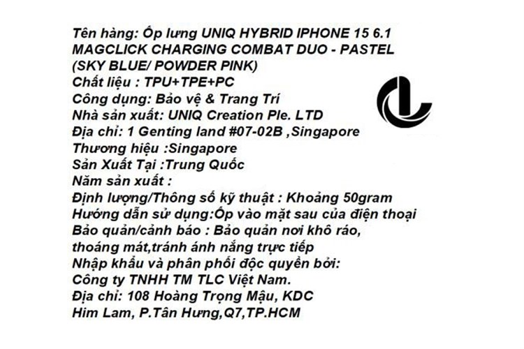 Ốp lưng Magsafe iPhone 15 Nhựa cứng viền dẻo UNIQ HYBRID MAGCLICK CHARGING COMBAT DUO Màu Xanh hồng