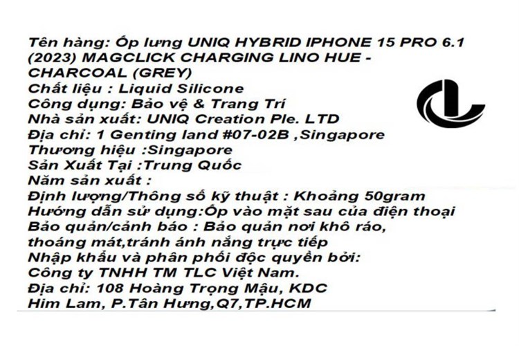 Ốp lưng MagSafe iPhone 15 Pro Silicone UNIQ HYBRID MAGCLICK CHARGING LINO HUE Liquid Màu Xám