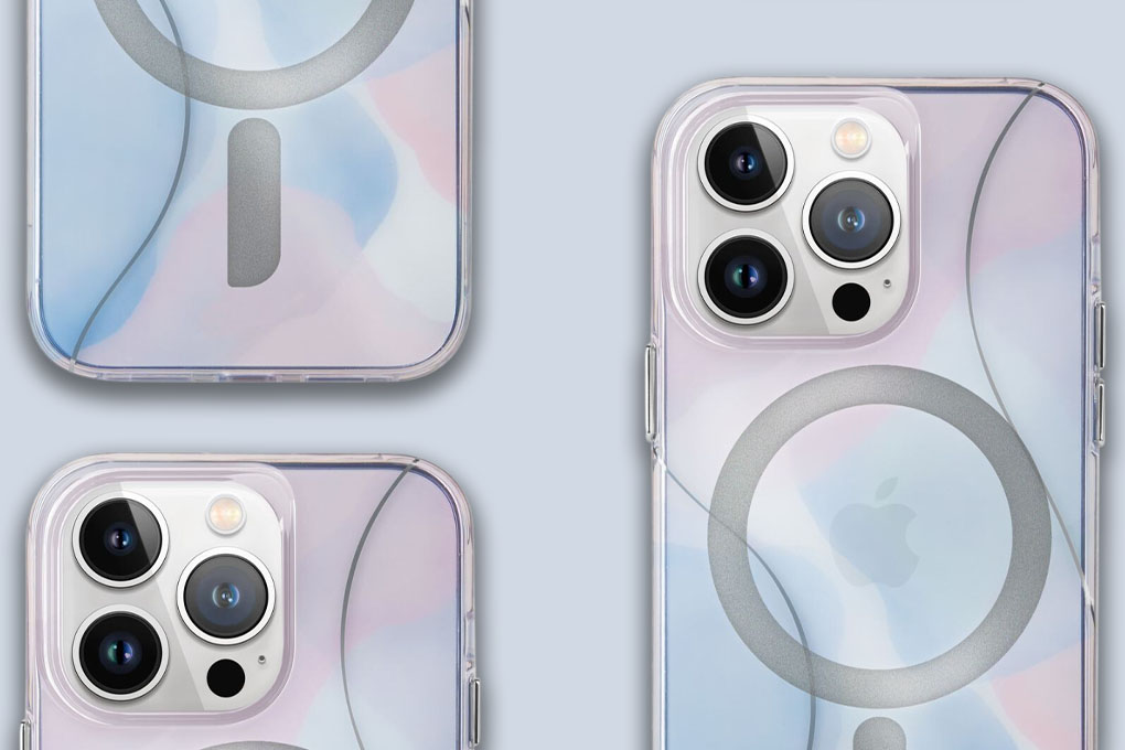 Ốp lưng MagSafe iPhone 15 Pro Nhựa dẻo IML UNIQ COEHL MAGNETIC CHARGING PALETTE Màu Xanh hồng