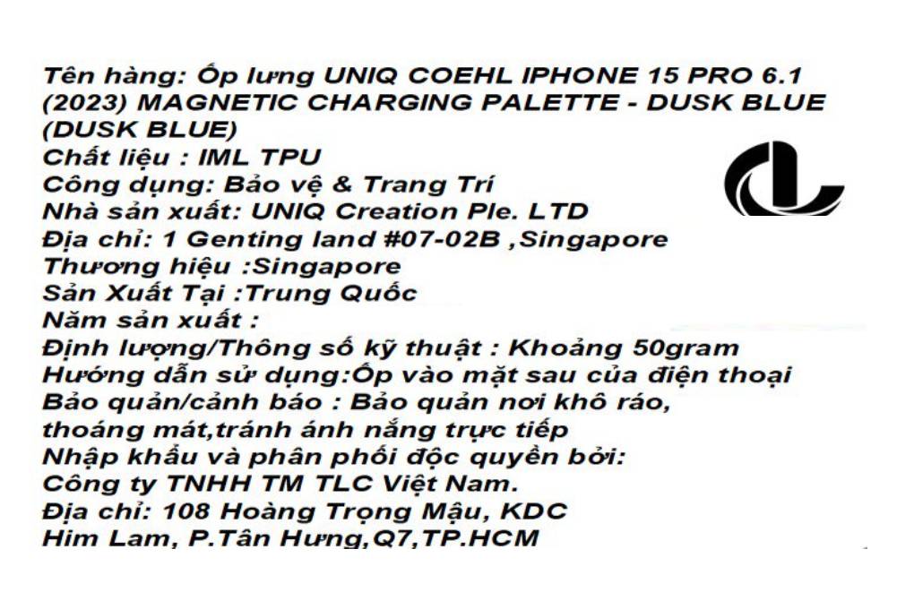Ốp lưng MagSafe iPhone 15 Pro Nhựa dẻo IML UNIQ COEHL MAGNETIC CHARGING PALETTE Màu Xanh hồng