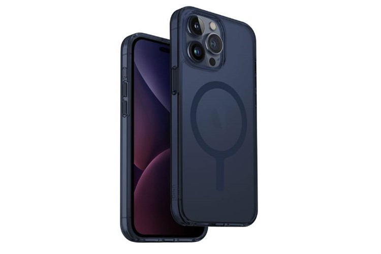 Ốp lưng MagSafe iPhone 15 Pro Max Nhựa cứng viền dẻo UNIQ HYBRID MAGCLICK CHARGING LIFEPRO XTREME (AF) Màu Xanh đen nhạt