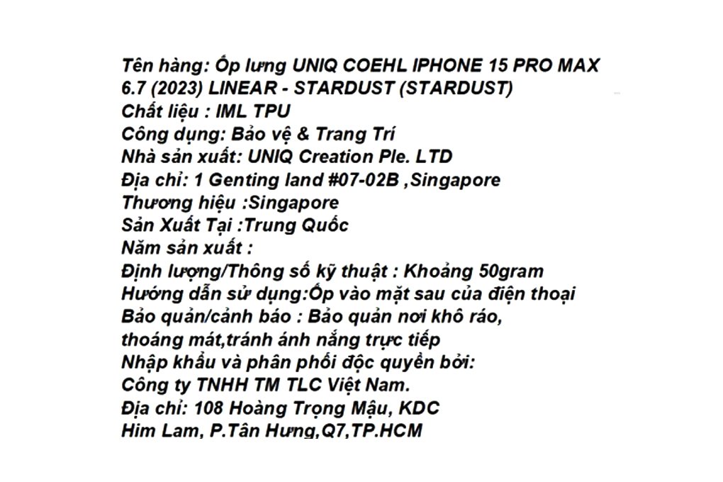 Ốp lưng iPhone 15 Pro Max Nhựa dẻo IML UNIQ COEHL LINEAR Màu Màu kết hợp