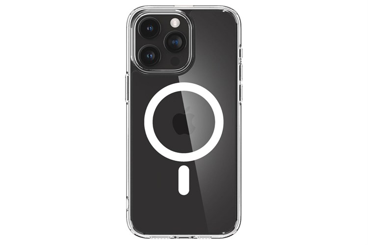 Ốp lưng MagSafe iPhone 15 Pro Max Nhựa cứng viền dẻo Spigen Crystal Hybrid MagFit ACS06450 Chính hãng Màu Trắng