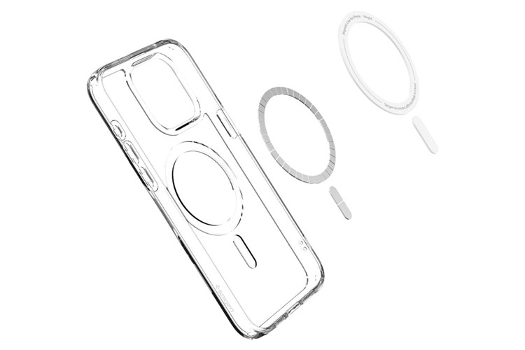 Ốp lưng MagSafe iPhone 15 Pro Max Nhựa cứng viền dẻo Spigen Crystal Hybrid MagFit ACS06450 Chính hãng Màu Trắng