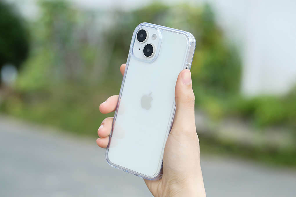 Ốp lưng iPhone 15 Nhựa cứng viền dẻo Mipow Tempered Glass PS15A-CR Màu Trắng