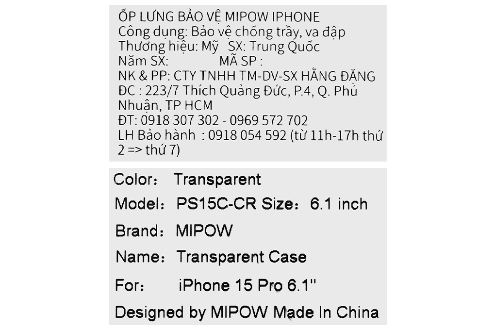 Ốp lưng iPhone 15 Pro Nhựa cứng viền dẻo Mipow Tempered Glass PS15C-CR - 10