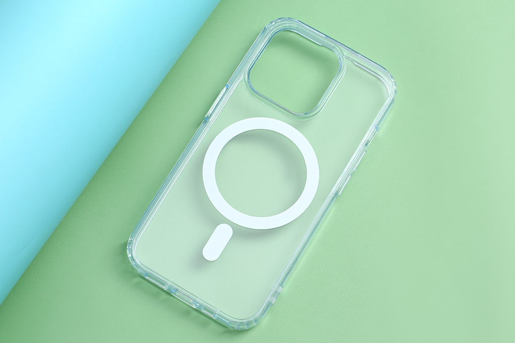 Ốp lưng MagSafe iPhone 15 Pro Nhựa cứng viền dẻo Mipow Tempered Glass MGC15C-CR Màu Trắng