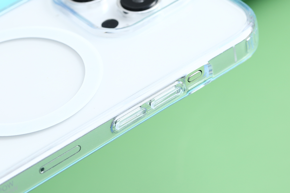 Ốp lưng MagSafe iPhone 15 Pro Nhựa cứng viền dẻo Mipow Tempered Glass MGC15C-CR Màu Trắng