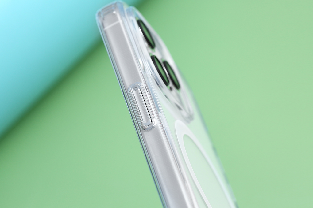 Ốp lưng MagSafe iPhone 15 Pro Nhựa cứng viền dẻo Mipow Tempered Glass MGC15C-CR Màu Trắng