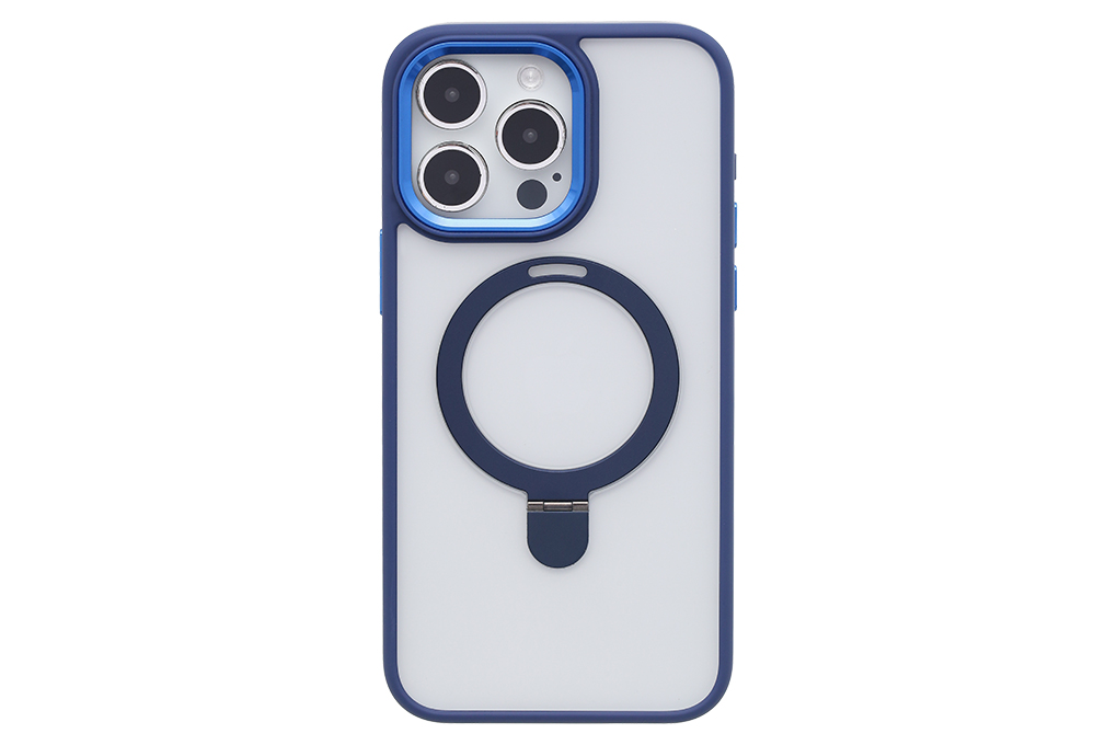 Ốp lưng MagSafe iPhone 15 Pro Max Nhựa cứng viền dẻo Mipow Ring Holder MC15C04-BU Chính hãng