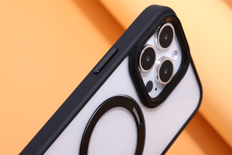 Ốp lưng MagSafe iPhone 15 Pro Max Nhựa cứng viền dẻo Mipow Ring Holder MC15C04-BK Chính hãng Màu Đen