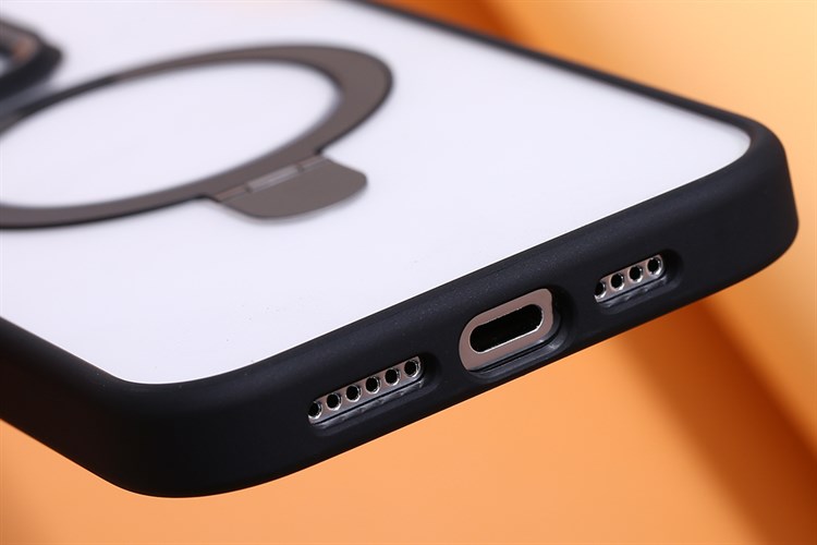 Ốp lưng MagSafe iPhone 15 Pro Max Nhựa cứng viền dẻo Mipow Ring Holder MC15C04-BK Chính hãng Màu Đen