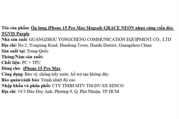 Ốp lưng MagSafe iPhone 15 Pro Max Nhựa cứng viền dẻo TGVIS GRACE NEON Chính hãng Màu Tím
