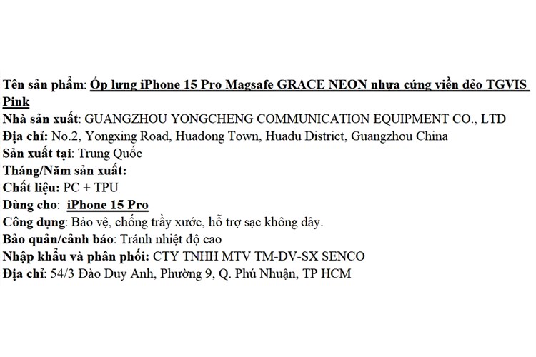 Ốp lưng MagSafe iPhone 15 Pro Nhựa cứng viền dẻo TGVIS GRACE NEON Chính hãng Màu Hồng