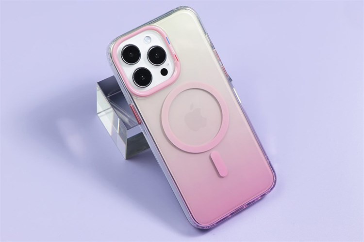 Ốp lưng MagSafe iPhone 15 Pro Max Nhựa cứng viền dẻo TGVIS GRACE NEON Chính hãng Màu Hồng