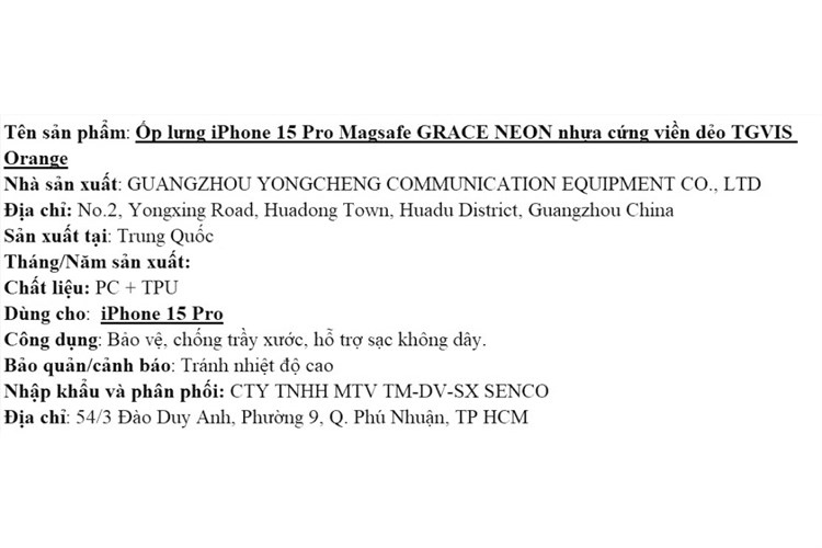 Ốp lưng MagSafe iPhone 15 Pro Nhựa cứng viền dẻo TGVIS GRACE NEON Chính hãng Màu Cam