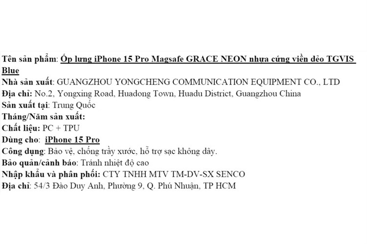 Ốp lưng MagSafe iPhone 15 Pro Nhựa cứng viền dẻo TGVIS GRACE NEON Chính hãng Màu Xanh Nước Biển