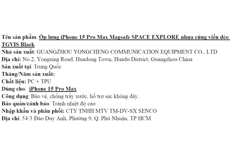 Ốp lưng MagSafe iPhone 15 Pro Max Nhựa cứng viền dẻo TGVIS SPACE EXPLORE Chính hãng Màu Đen