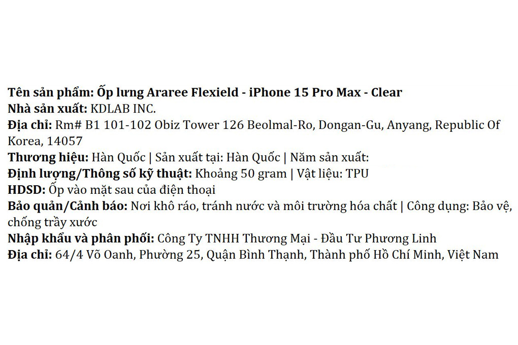 Ốp lưng iPhone 15 Pro Max Nhựa dẻo TPU Araree FLEXIELD Màu Trắng