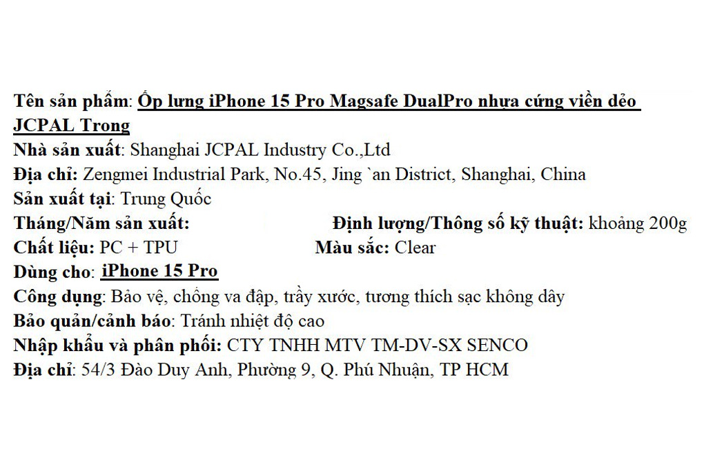 Ốp lưng MagSafe iPhone 15 Pro Nhựa cứng viền dẻo JCPAL DualPro Màu Trắng