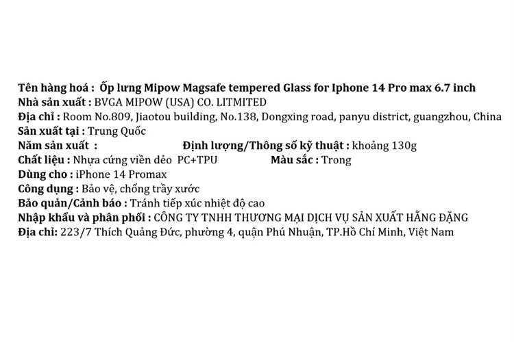 Ốp lưng MagSafe iPhone 14 Pro Max Nhựa cứng viền dẻo Mipow Tempered Glass Chính hãng Màu Trắng