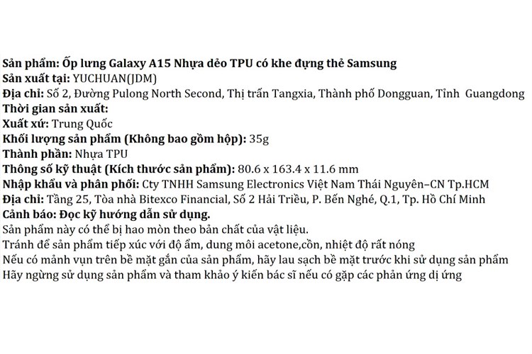 Ốp lưng Galaxy A15 Nhựa dẻo TPU Samsung có khe đựng thẻ Màu Đen