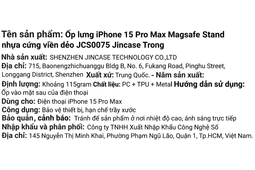 Ốp lưng MagSafe iPhone 15 Pro Max Nhựa cứng viền dẻo Jincase Stand JCS0075 - 5