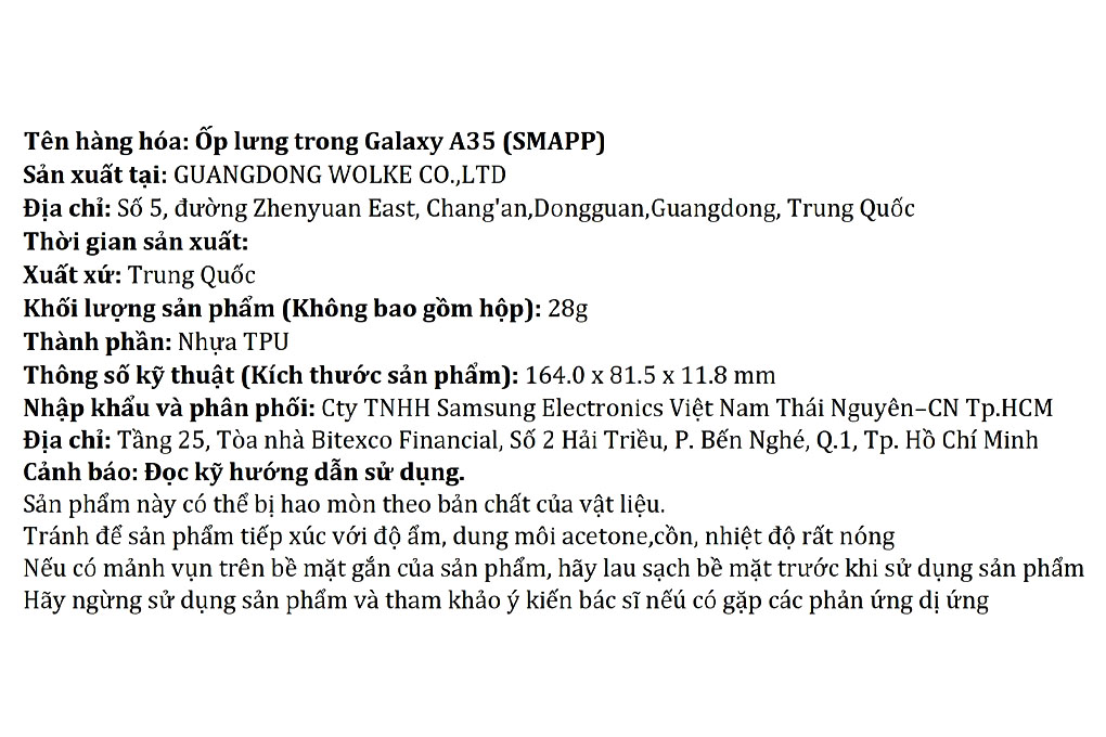 Ốp lưng Galaxy A35 Nhựa dẻo Samsung SMAPP Chính hãng Màu Trắng