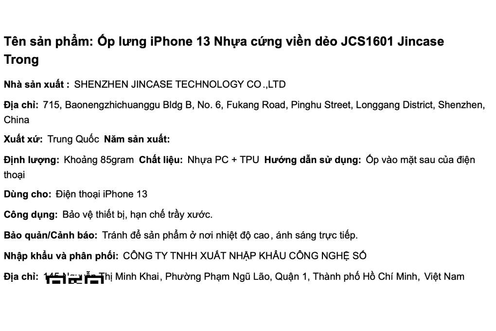 Ốp lưng iPhone 13/iPhone 14 Nhựa cứng viền dẻo Jincase JCS1601 Màu Trắng