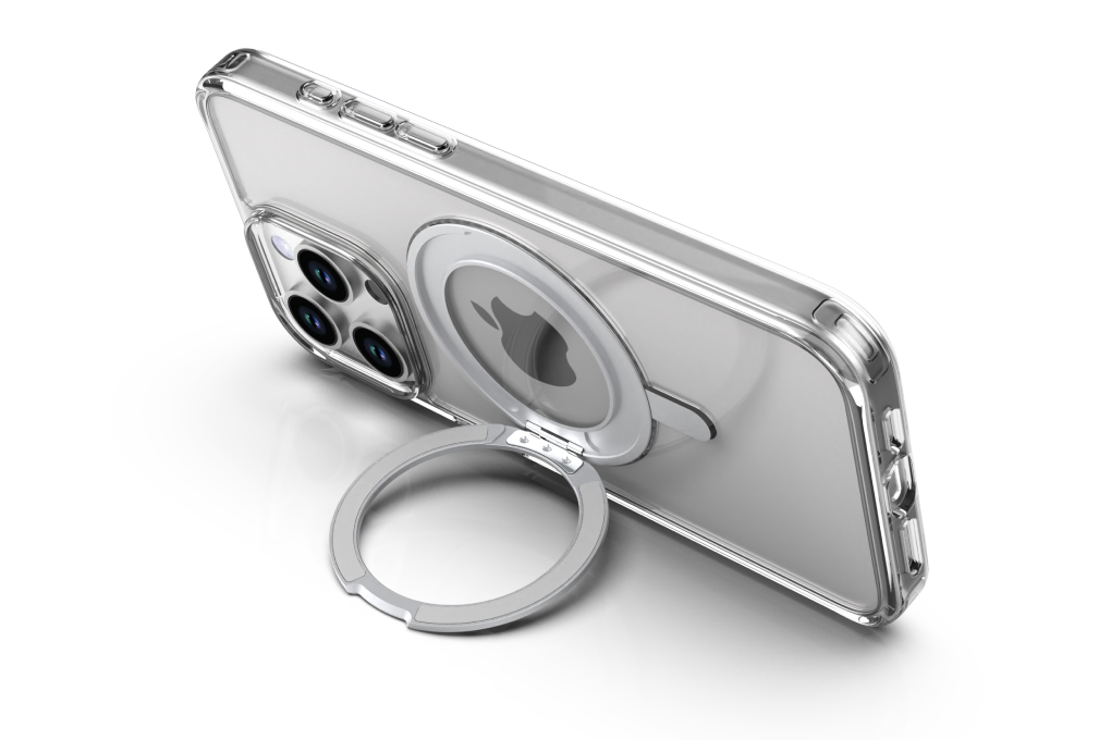 Ốp lưng Magsafe iPhone 15 Pro Max Nhựa cứng viền dẻo Jincase 360 Rotating JCS0076 Màu Trắng