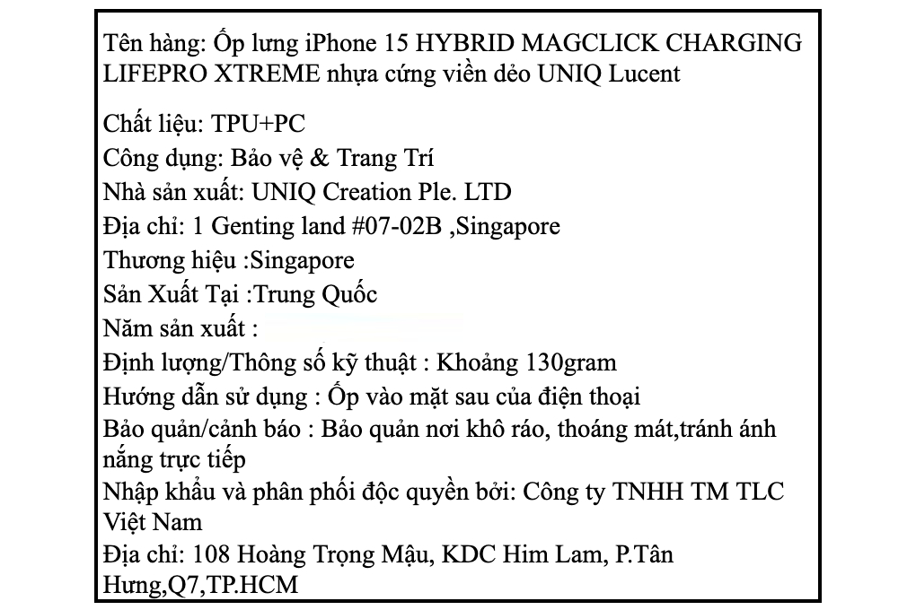 Ốp lưng MagSafe iPhone 15 Nhựa cứng viền dẻo UNIQ HYBRID MAGCLICK CHARGING LIFEPRO XTREME Màu Xám