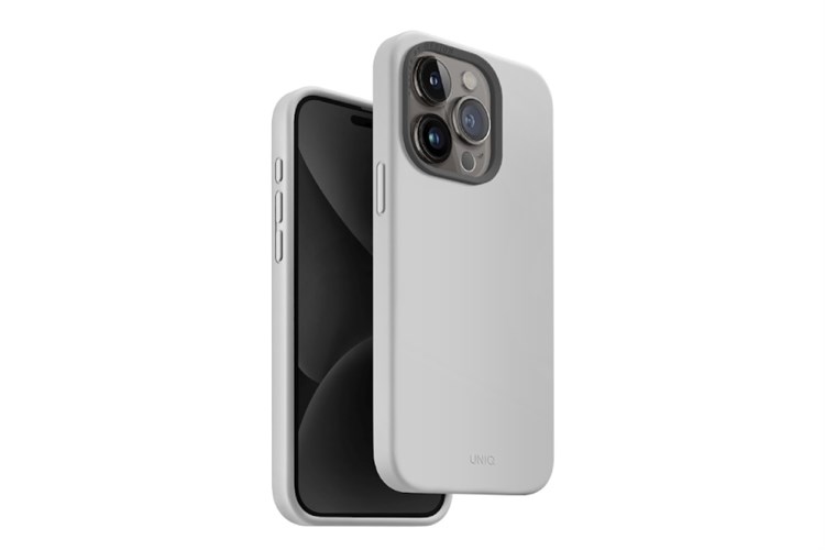 Ốp lưng iPhone 15 Pro Silicone UNIQ Liquid HYBRID MAGCLICK CHARGING LINO HUE Chính hãng Màu Xám nhạt