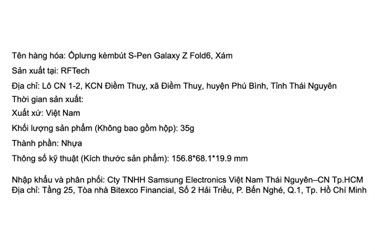 Ốp lưng Galaxy Z Fold6 nhựa cứng kèm bút S Pen Samsung Chính hãng Màu Xám