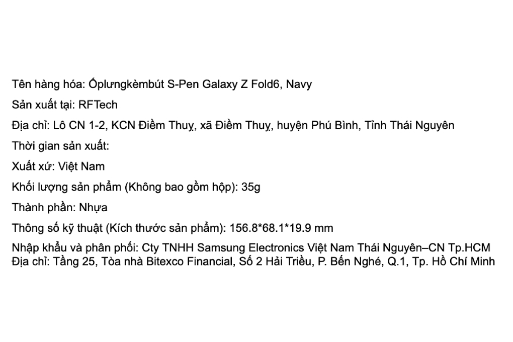 Ốp lưng Galaxy Z Fold6 nhựa cứng kèm bút S Pen Samsung Chính hãng Màu Xanh Navy