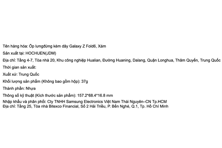 Ốp lưng Galaxy Z Fold6 nhựa cứng Samsung Chính hãng Màu Xám