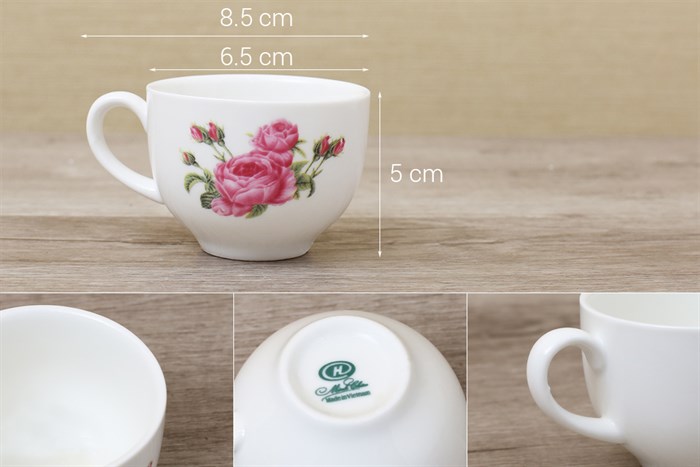 Bộ 14 món ấm trà sứ Minh Châu hoa hồng MC-BAT02