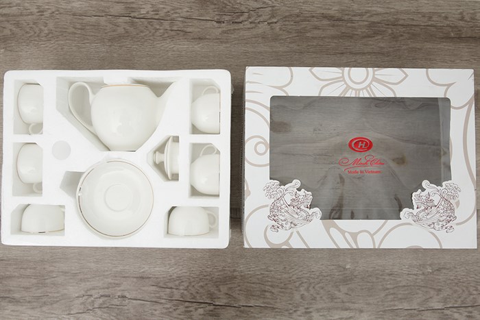 Bộ 14 món ấm trà sứ Minh Châu MC-BAT02 Màu Trắng