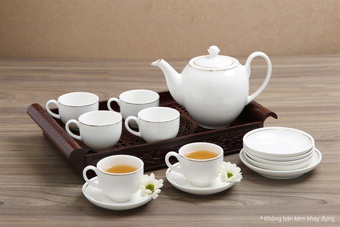 Bộ 14 món ấm trà sứ Minh Châu MC-BAT02 Màu Trắng