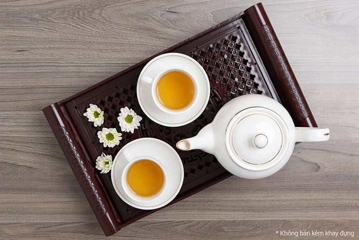 Bộ 14 món ấm trà sứ Minh Châu MC-BAT02 Màu Trắng