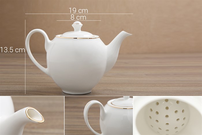 Bộ 14 món ấm trà sứ Minh Châu MC-BAT02 Màu Trắng