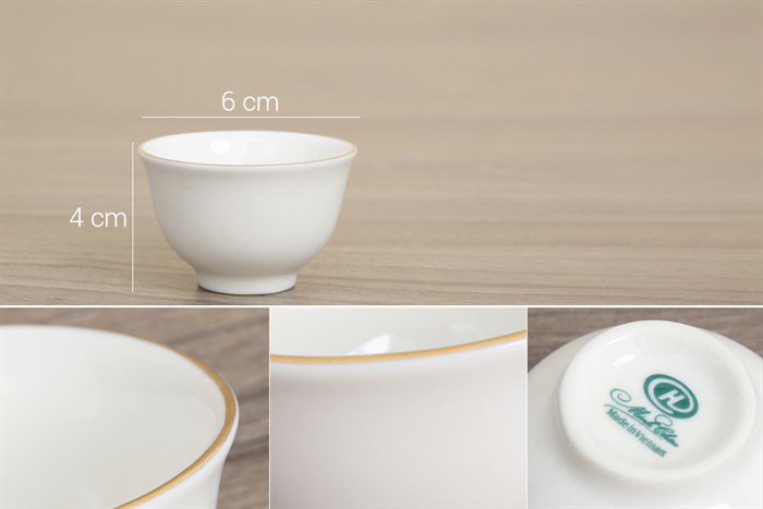 Bộ 8 món ấm trà sứ Minh Châu MC-BAT05 Màu Trắng