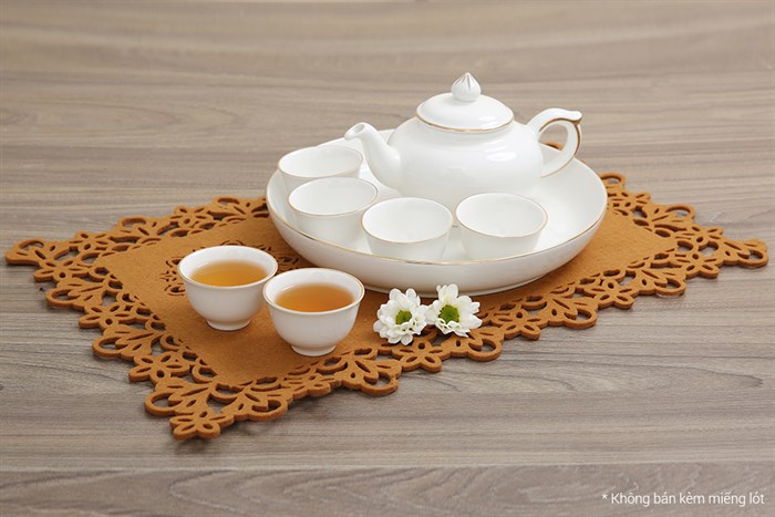 Bộ 8 món ấm trà sứ Minh Châu MC-BAT05 Màu Trắng