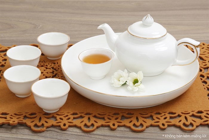 Bộ 8 món ấm trà sứ Minh Châu MC-BAT05 Màu Trắng